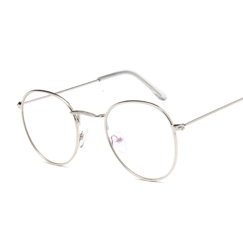 Óculos Frame para Mulheres, Metal Pequeno Círculo Forma Eyewear, Clear Optical Óculos, Transparente Lens Spectacle