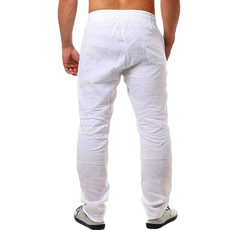 Calças Masculina de Linho / Estilo Casual / Respirável / Cor Sólida / Cores Variadas