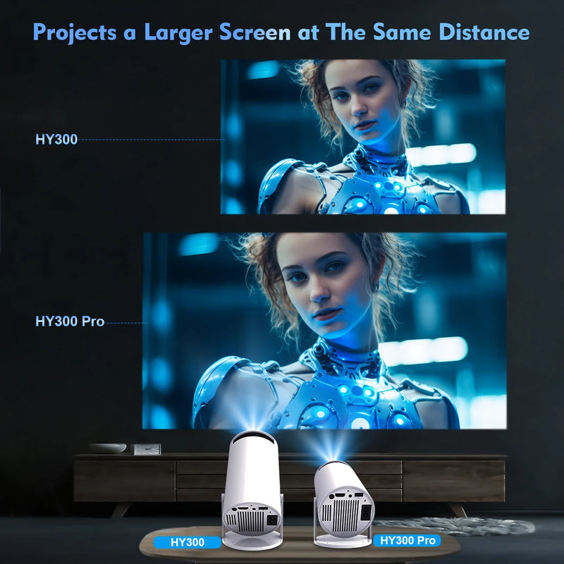 Projetor Portátil Para  Cinema em Casa / HY300 PRO / 4K / Android 11 / Dual / Wifi6 / 260ANSI / Allwinner / H713 BT5.0 / 1080P 1280*720P