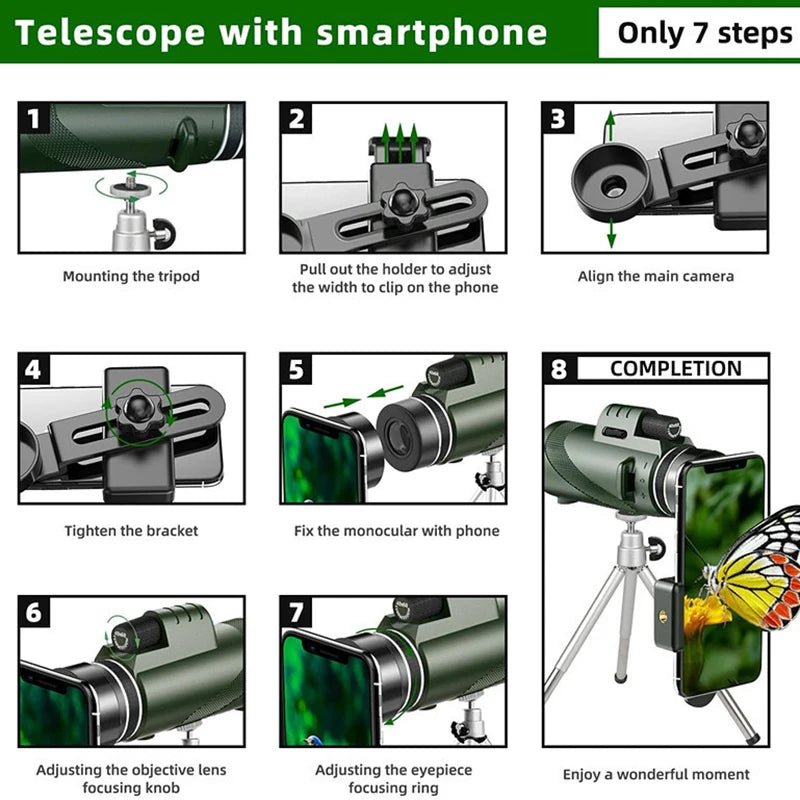 Telescópio dobrável de longa distância mini telescópio poderoso para caça esportes ao ar livre acampamento viagem Zoom portátil hd 5000m